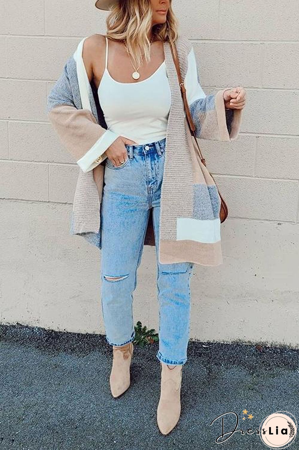 Geometry Color Block Cardigan