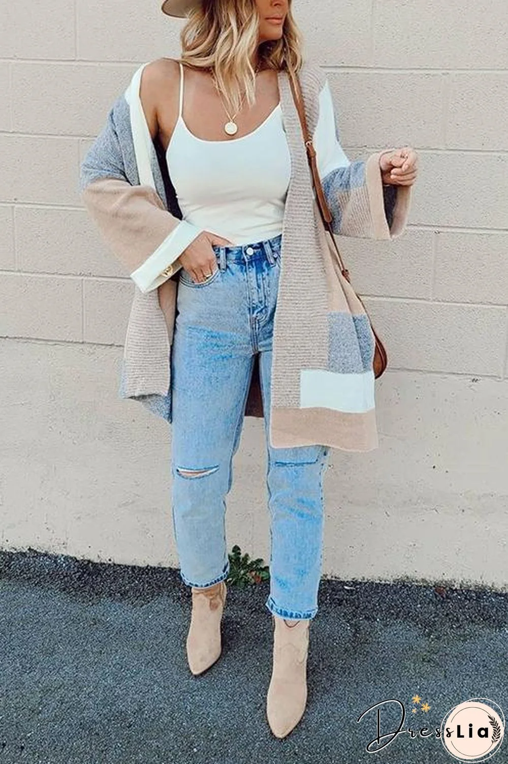 Geometry Color Block Cardigan