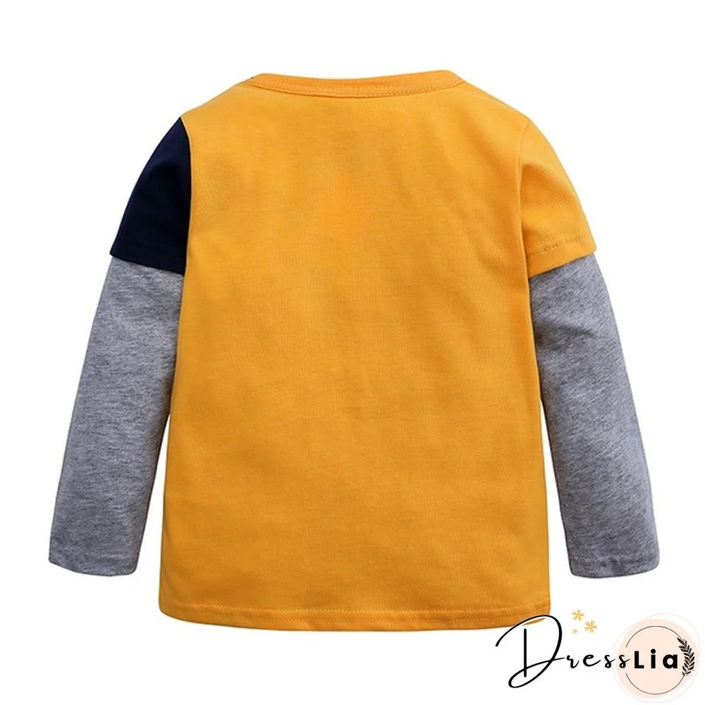 Cartoon Dinosaur Boys Long Sleeve T Shirt Children Kids Boys Spring Autumn Cotton Tops