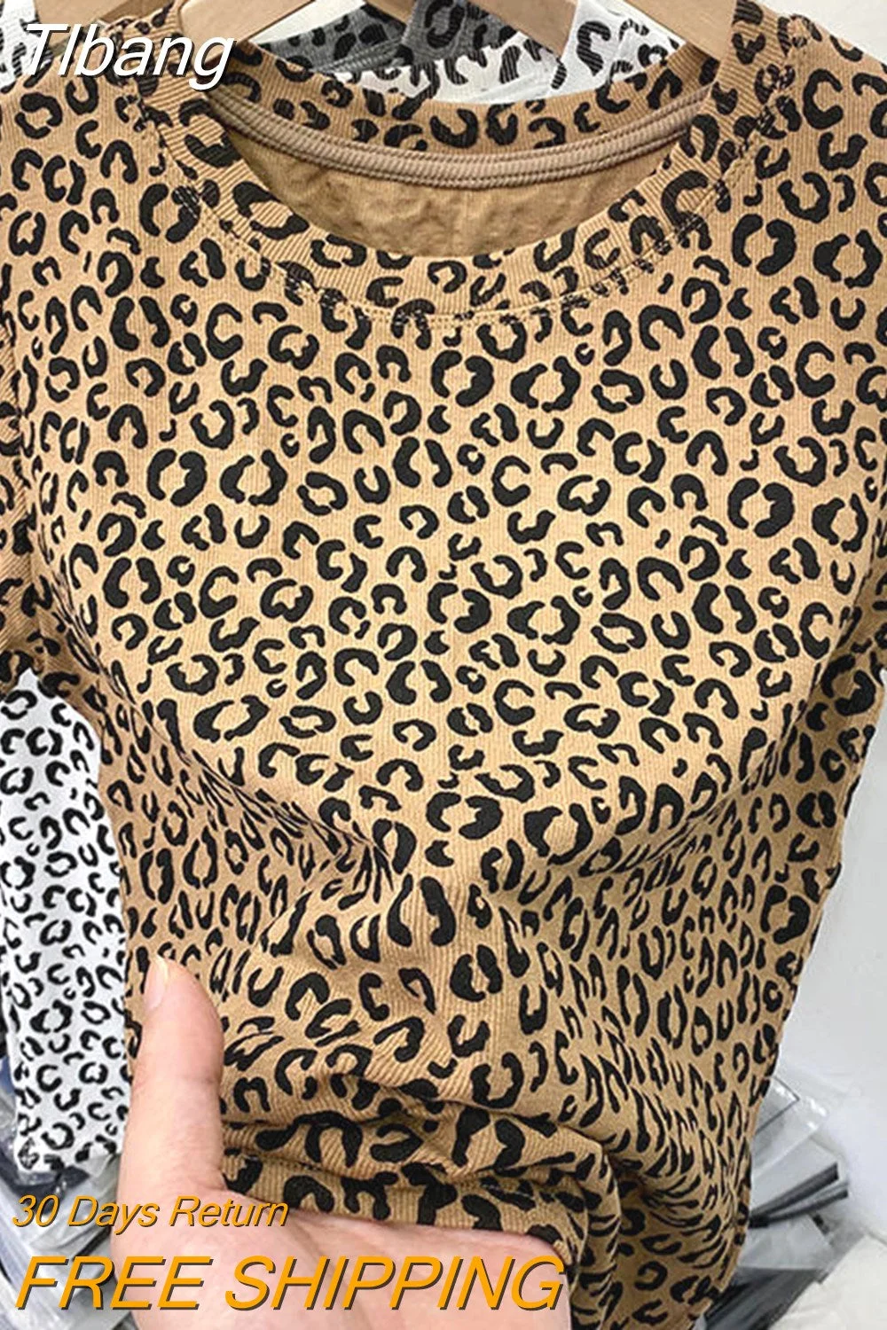Tlbang Khaki Leopard Vintage Mini T Shirts Crop Tops Slim Sexy Office Ladies Basic Summer Large 2XL 2023 Korean Brand Fashion