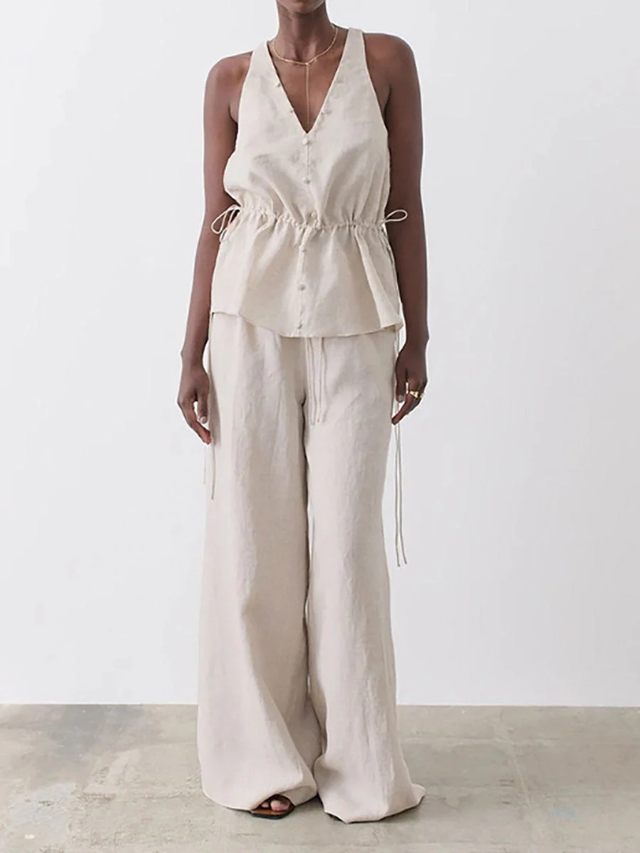 Casual sleeveless two-piece suit