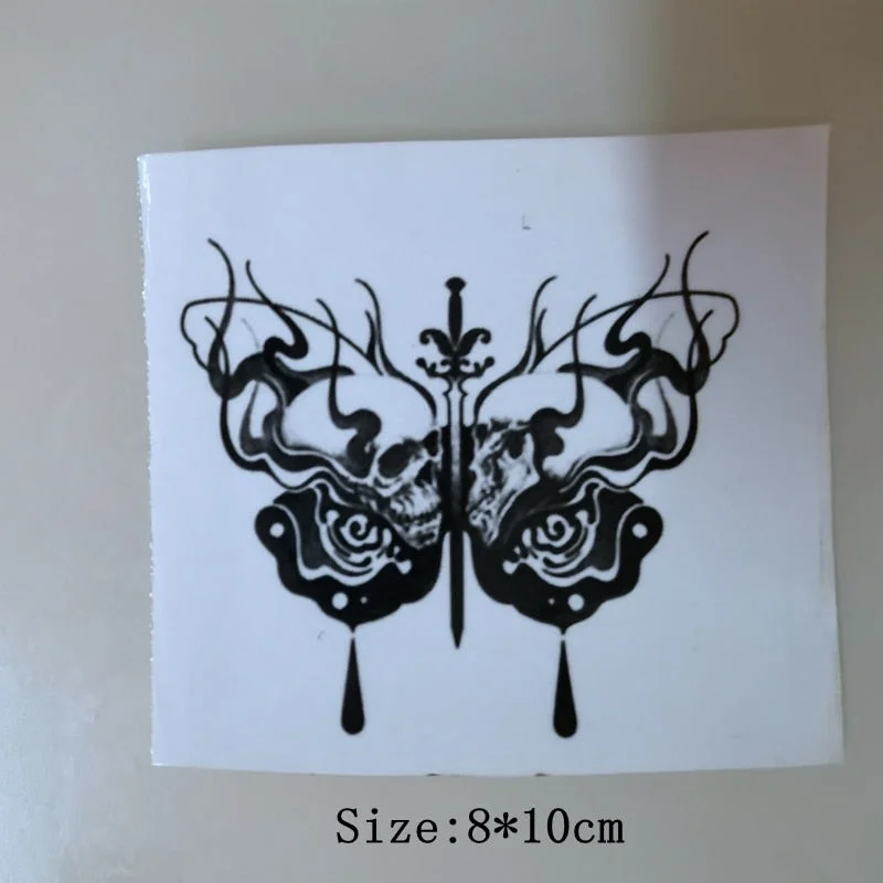 Temporary Skeleton Butterfly Tattoo Stickers Men Women Waterproof Dark Lasting Cool Fashion Art Fake Tattoos Personality Tattoo