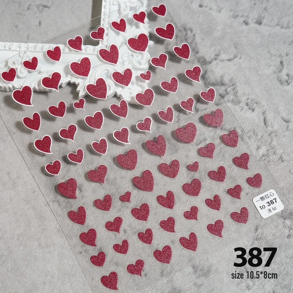 Heart & Star Nail Sticker 3D Engraved Nail Stickers high quality Nail Art Decorations Nail Decals Design