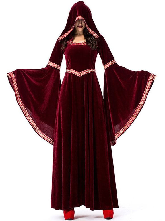 Halloween Costume Women Witch Hooded Dress Holidays Costume Novameme