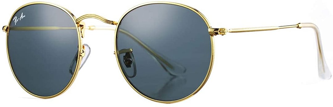 Classic Crystal Glass Lens Retro Round Metal Sunglasses,50mm