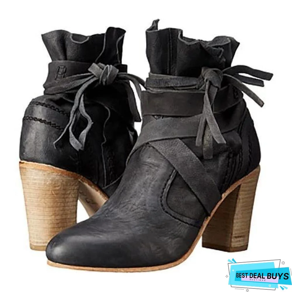 Chunky Heel Martin Boots Outdoor Ankle Boots