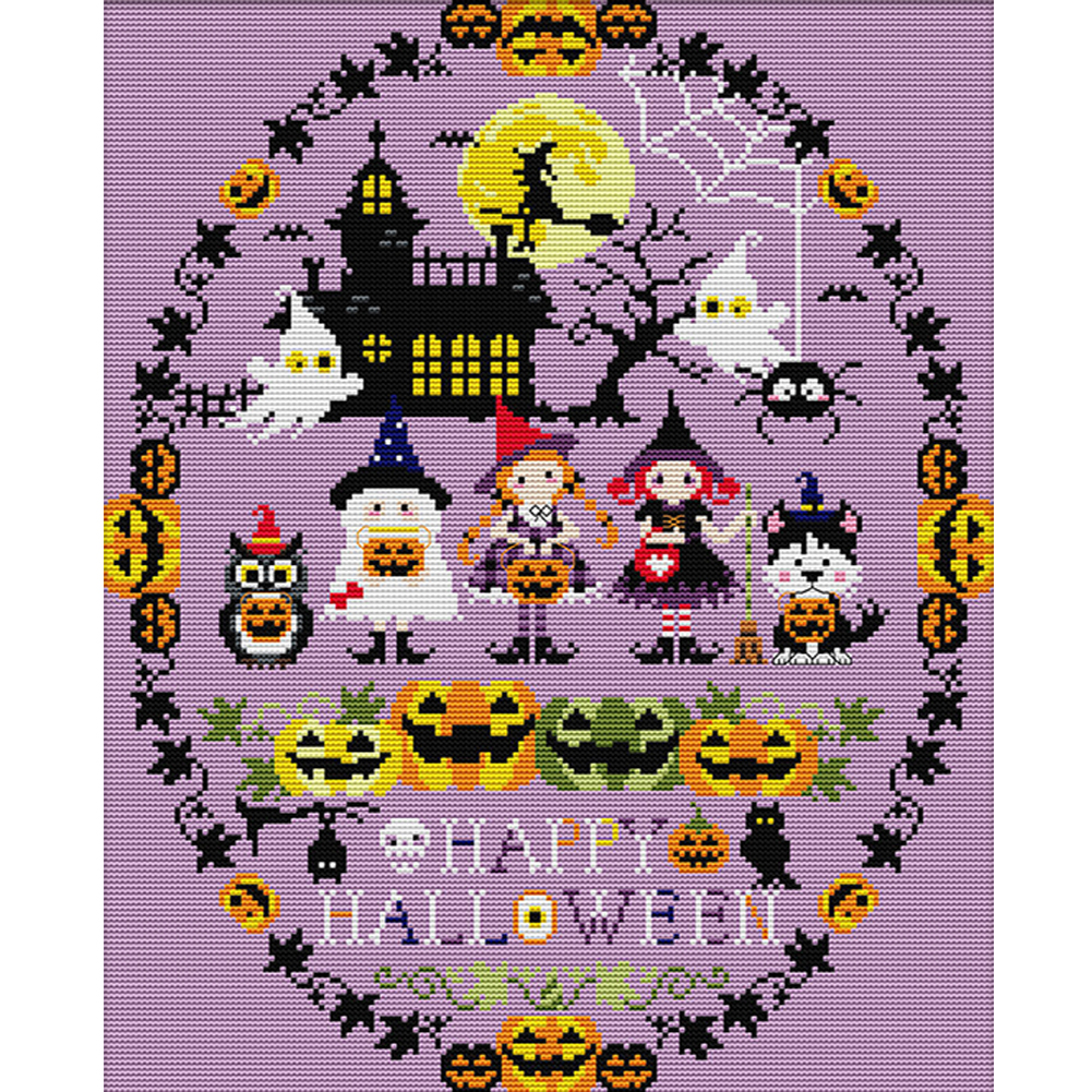 Halloween Full 14CT Pre-stamped Canvas(36*44cm) Cross Stitch