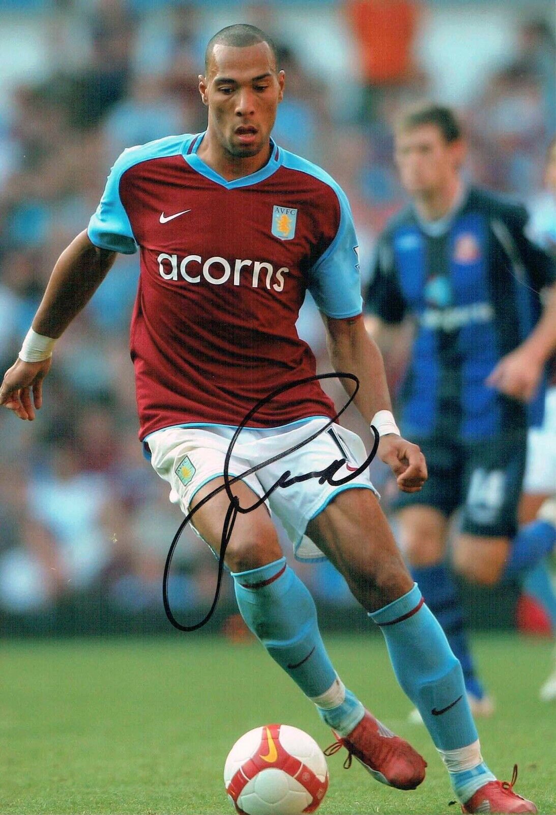 John CAREW SIGNED Aston Villa Norwegian Football Autograph Photo Poster painting AFTAL RD COA