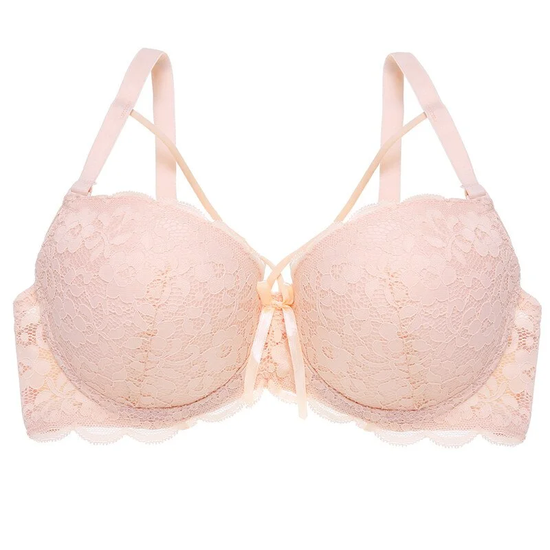 FINETOO Sexy Lace Bra Fashion Racerback Floral Bras For Women B C Cup Underwire Lingerie Bralette Female Bow Brallete Brassiere