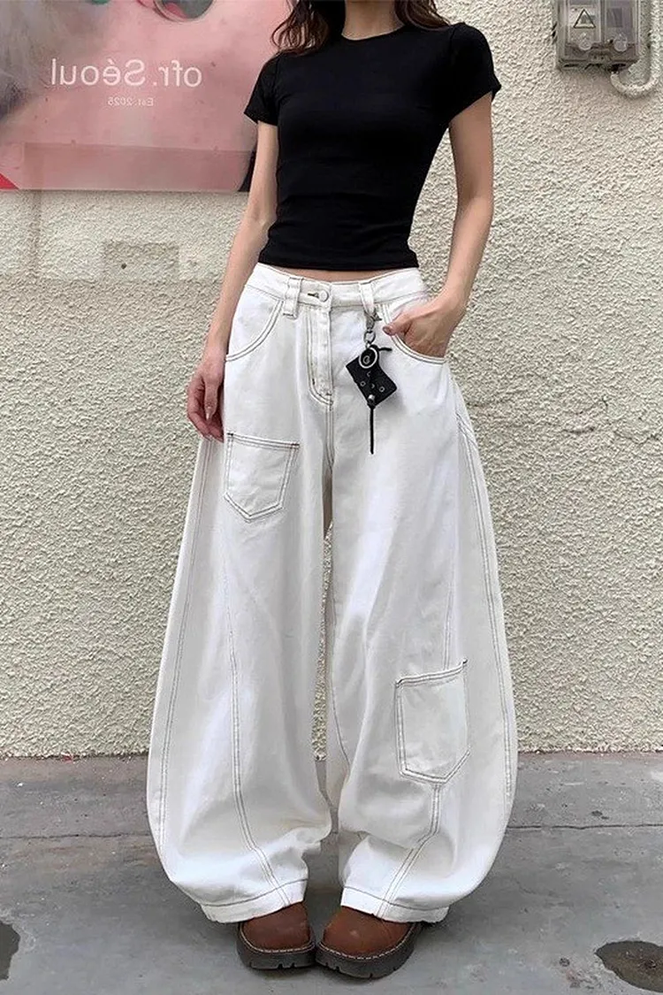 Relaxed Fit Women's Denim Trousers