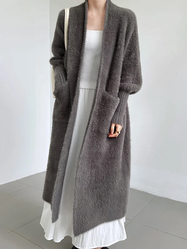 Casual Roomy Long Sleeves Pure Color Cardigan Coats