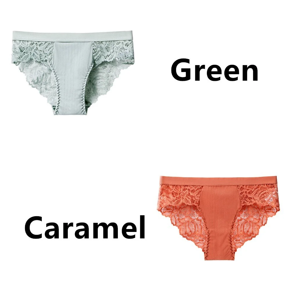 2Pcs/Lot Women's Invisible Underwear Panties Intimate Briefs For Women Sexy Transparent Floral Lace Panties Seamless Panty New
