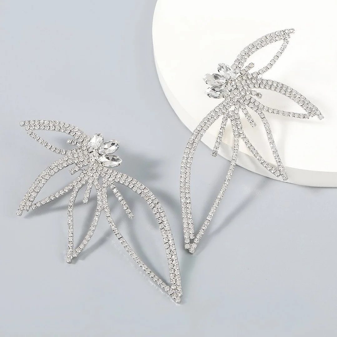 Rhinestone Flower Pendant Earrings