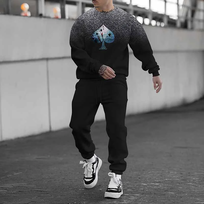 Gradient Ace Of Spades Print Tracksuit Two Piece Set
