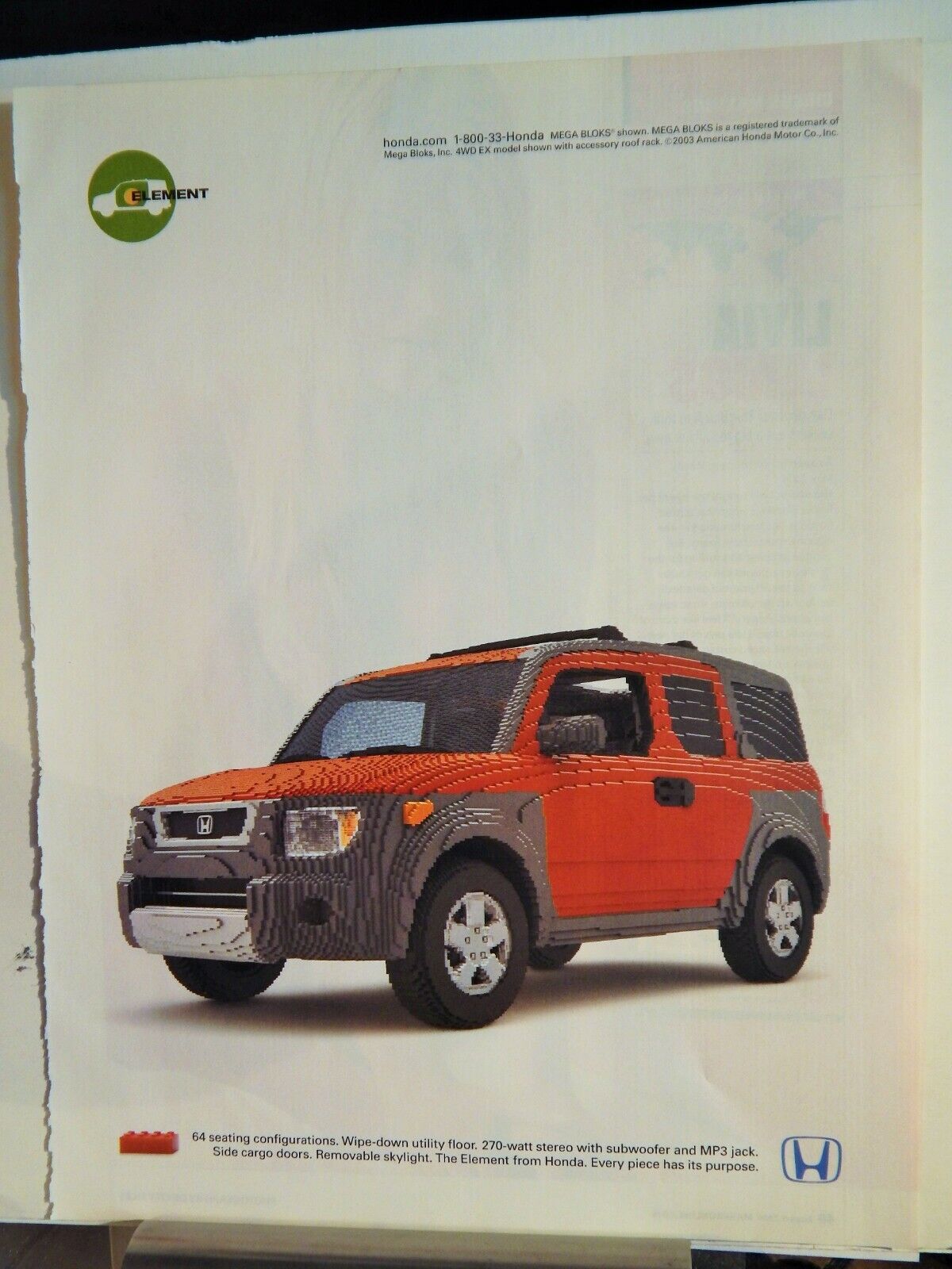 HONDA ELEMENT UTILITY / LIVIA LEMOS SEXY Photo Poster painting ORIGINAL 2005 VTG AD