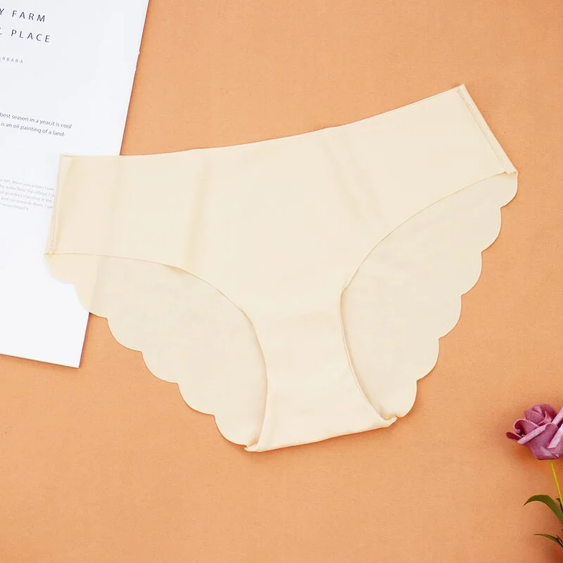 Billionm Women Seamless Silky Underwear Sexy Panties Knickers S-2XL Mid-waist Underpants Ladies Nylon Briefs Six Colors Dropshipping