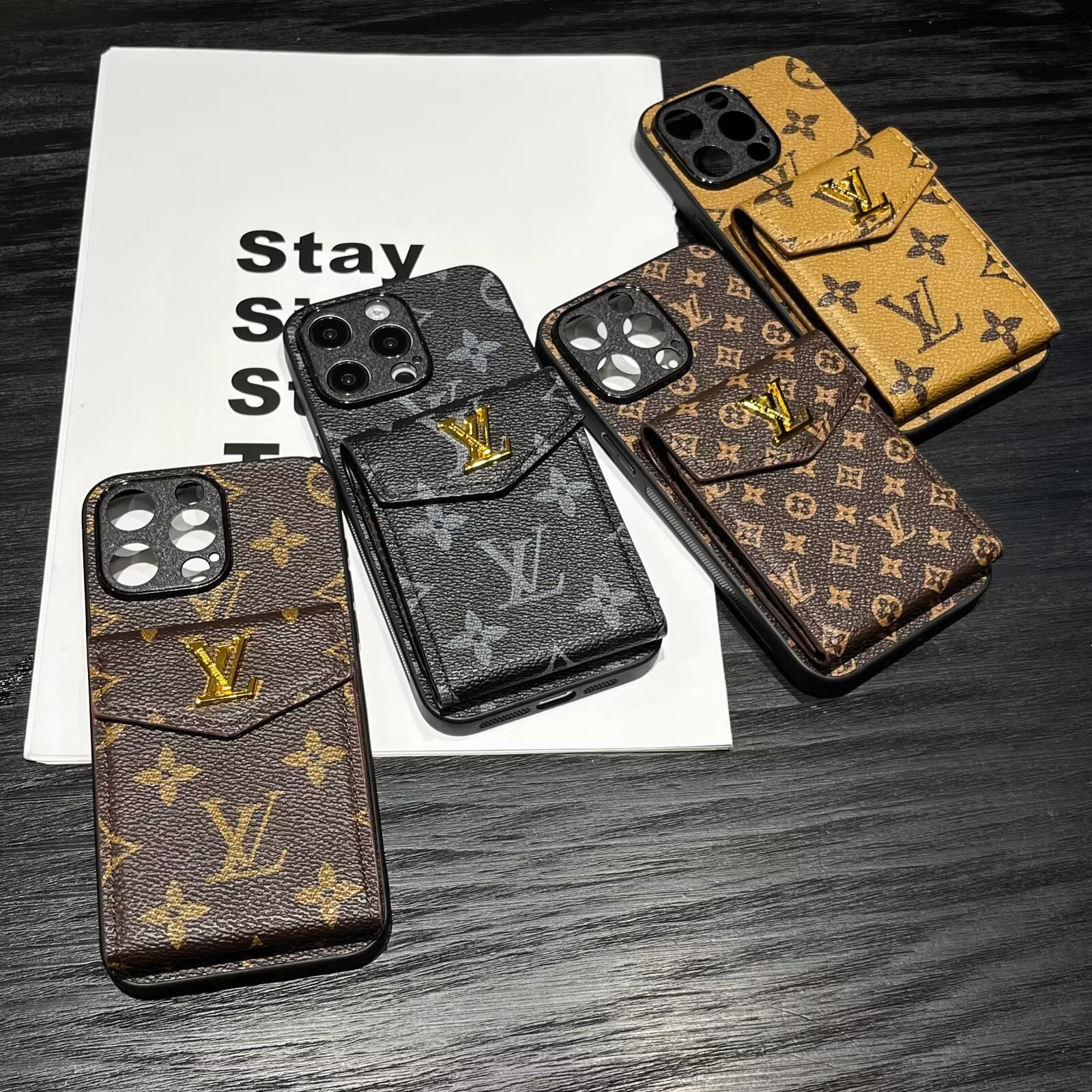 Louis Vuitton Lockme Tender Accordion Card Holder Canvas Leather Apple iPhone Case