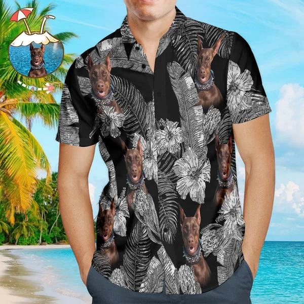 Custom Dog Face Hawaiian Style Flowers Dog and Owner Matching Hawaiian ...