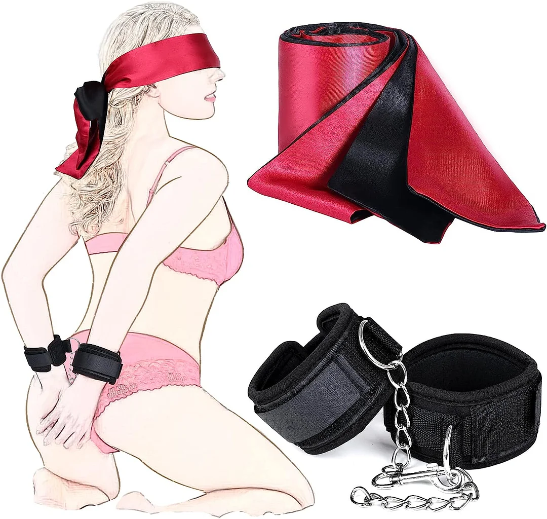 Bondage set BDSM handcuffs with blindfold detachable restraint sex toys