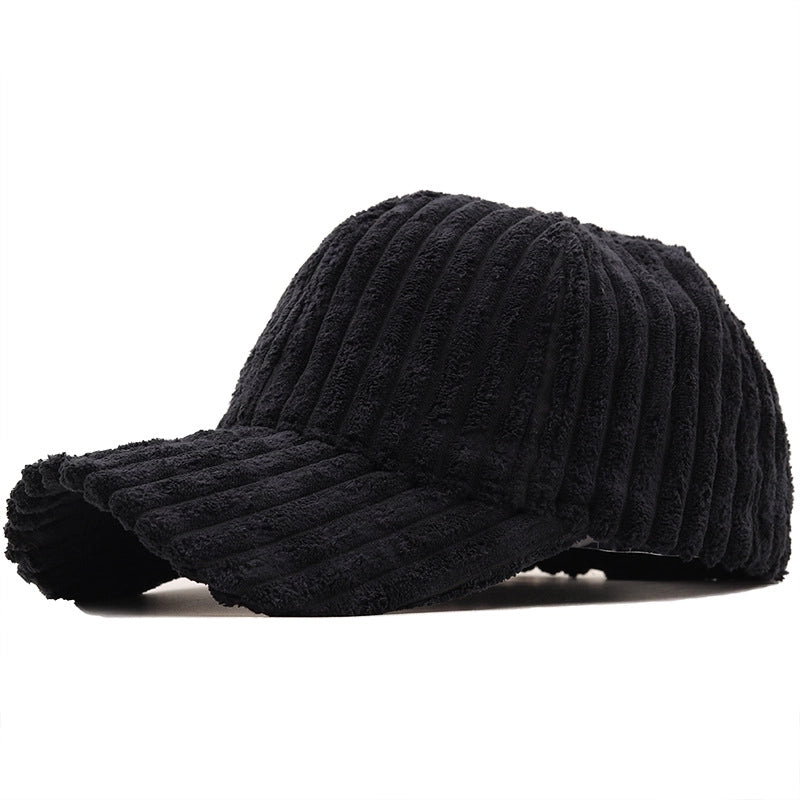 Fashion Casual Solid Color Stripe Corduroy Cap