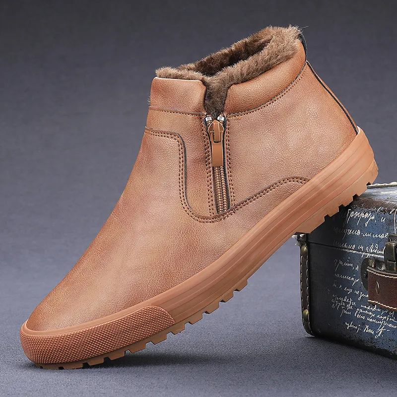 Yyvonne 9152 Winter Martin Boots Men's High-Help Leisure Trend With Leather Shoes Warm And Velvet Thick Cotton Shoes Men