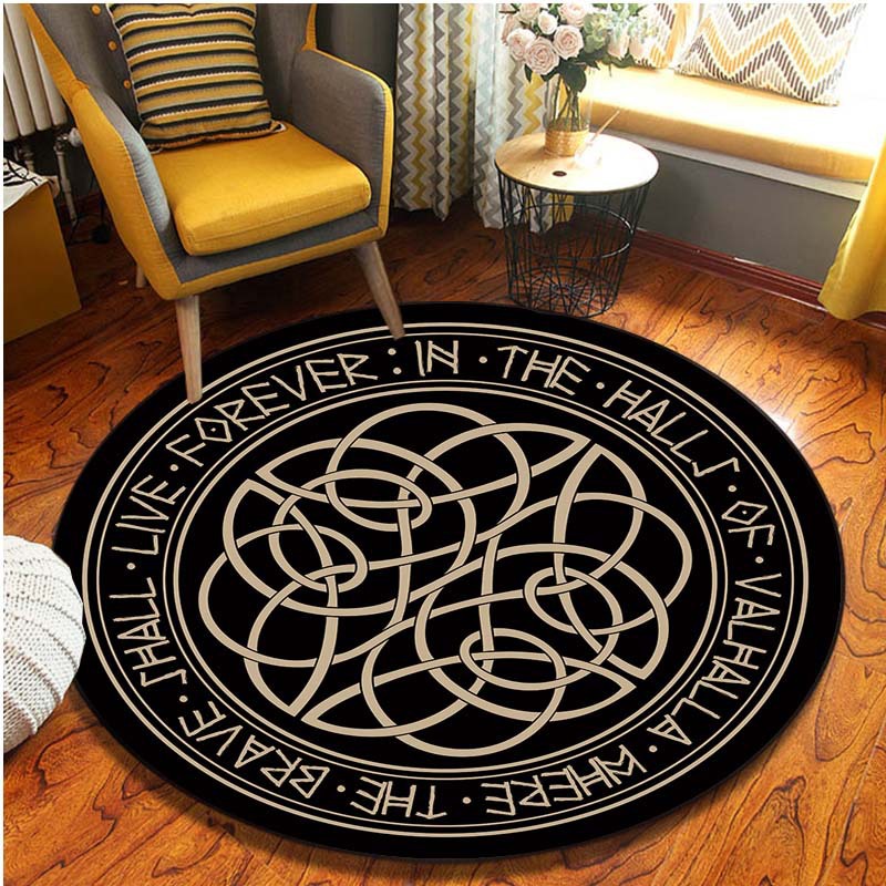 Flannel Carpet Viking 3D Printed Round Floor Mat Bedroom Living Room Fashion Carpet