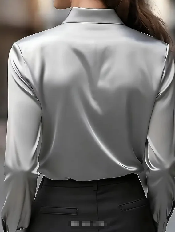 Nigikala Nigikala And Autumn Temperament Solid Color Vertebery Collar Women's Shirt