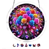 (18.5cm)DIY Acrylic Jigsaw Puzzle Window Hanging with Hanging Chain DIY Stained Glass Decoration Round Window Puzzle Decor for DIY Craft Project (Flower)