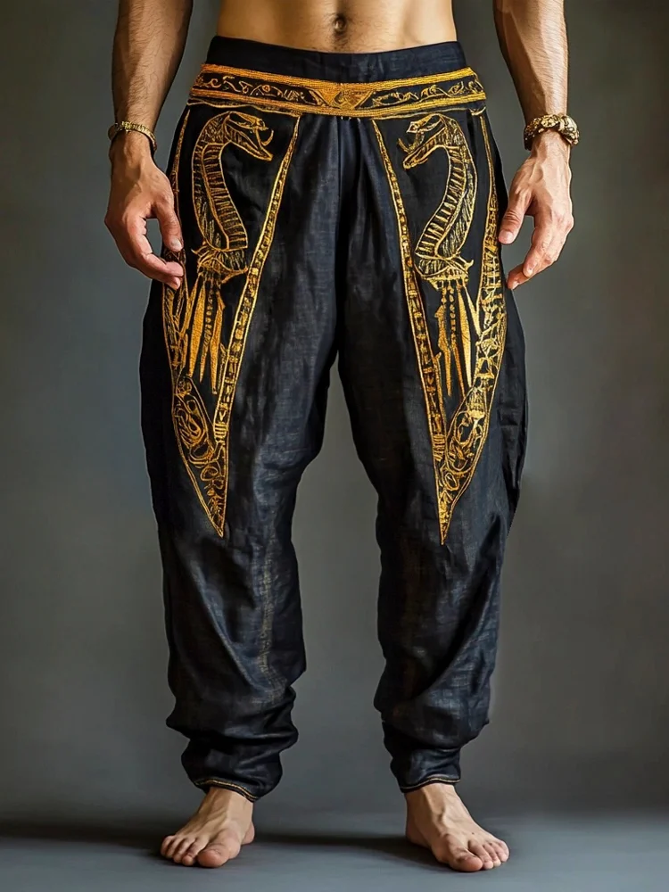 Egyptian Golden Snake Totem Men's Pants / Rvogue / Rvogue