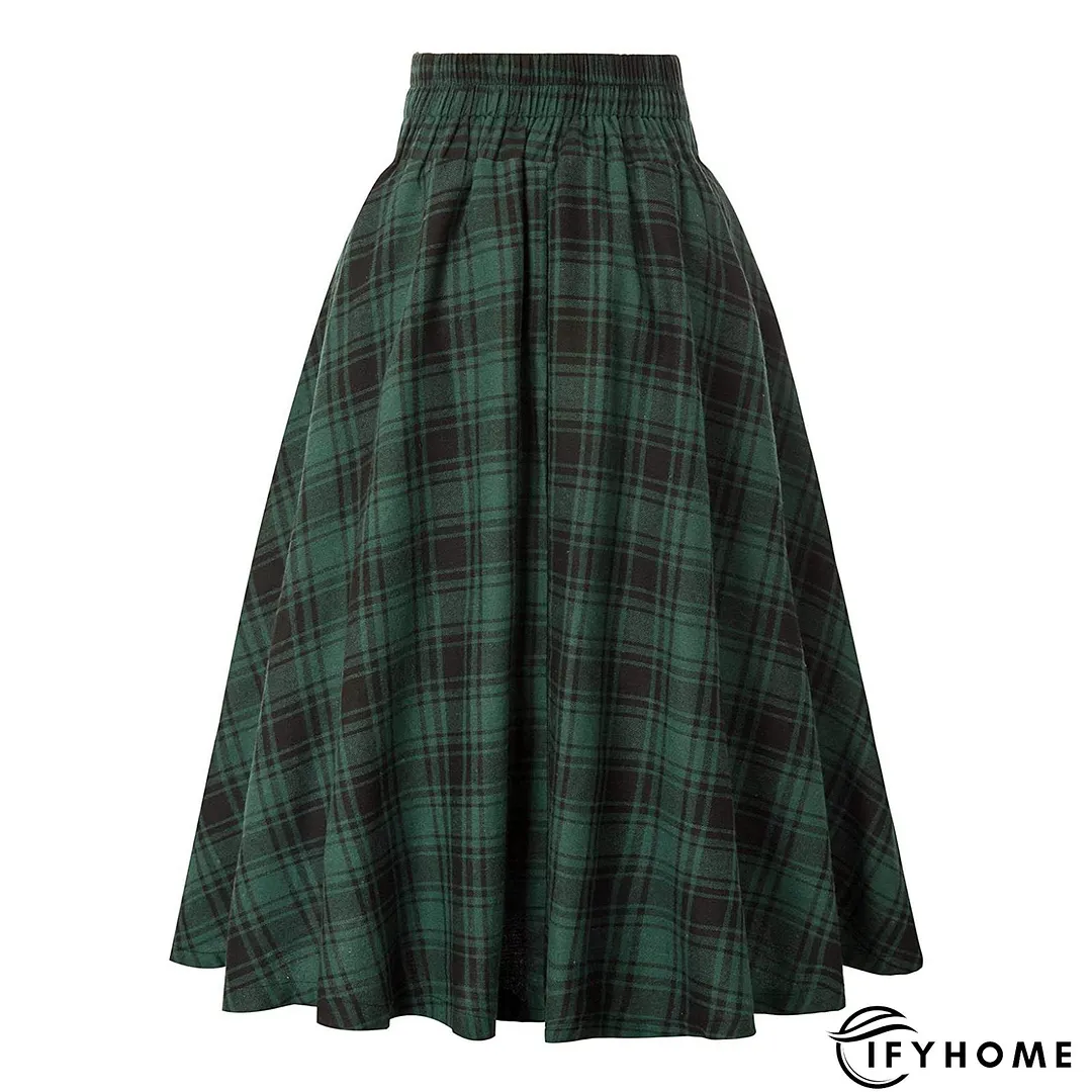 Plaid Printed Vintage Casual A-Line Skirt | IFYHOME