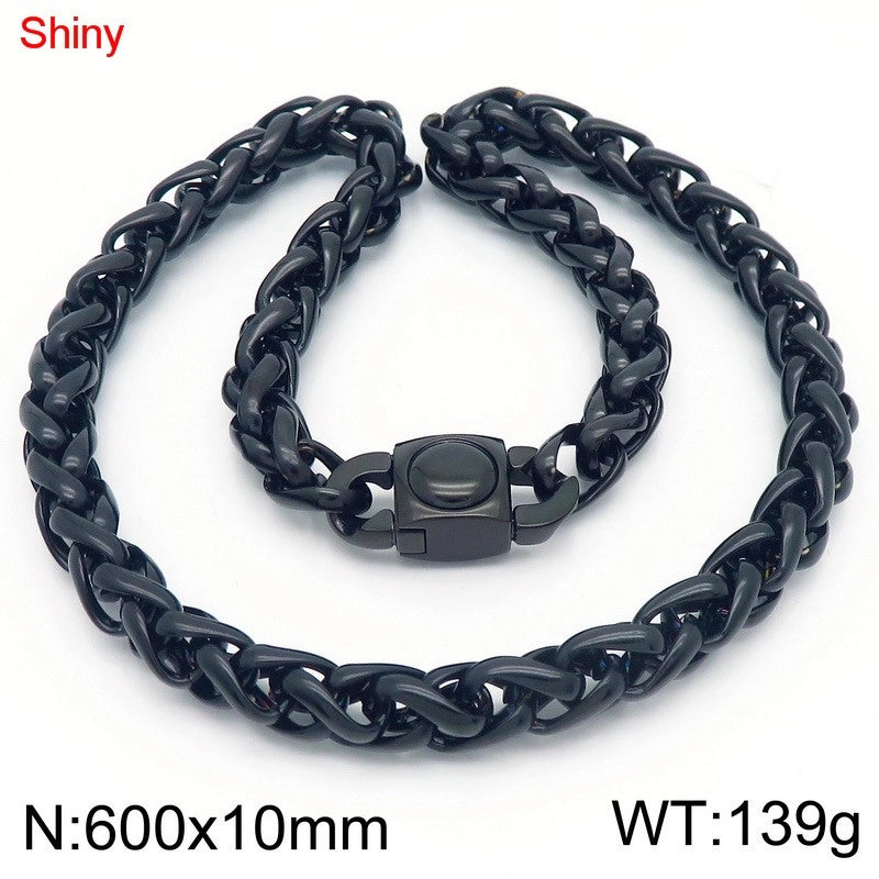 Fashion Stainless Steel 10mm Basket Chain Woven Chain Casting Buckle Necklace
