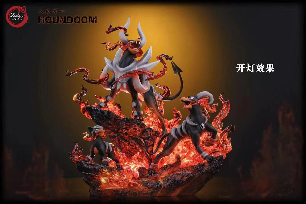 PRE-ORDER Fantasy Studio-Pokemon Houndoom Family Statue GK with LED-Fantasy