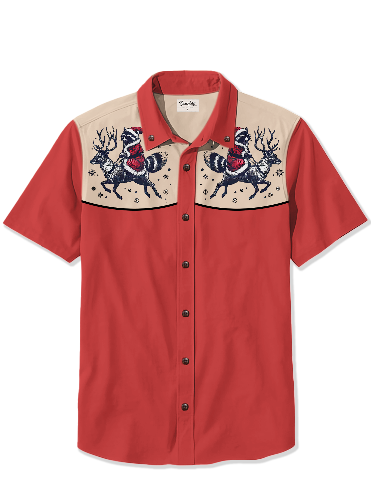 Little Raccoon Rides Reindeer Christmas - 100% Cotton Shirt