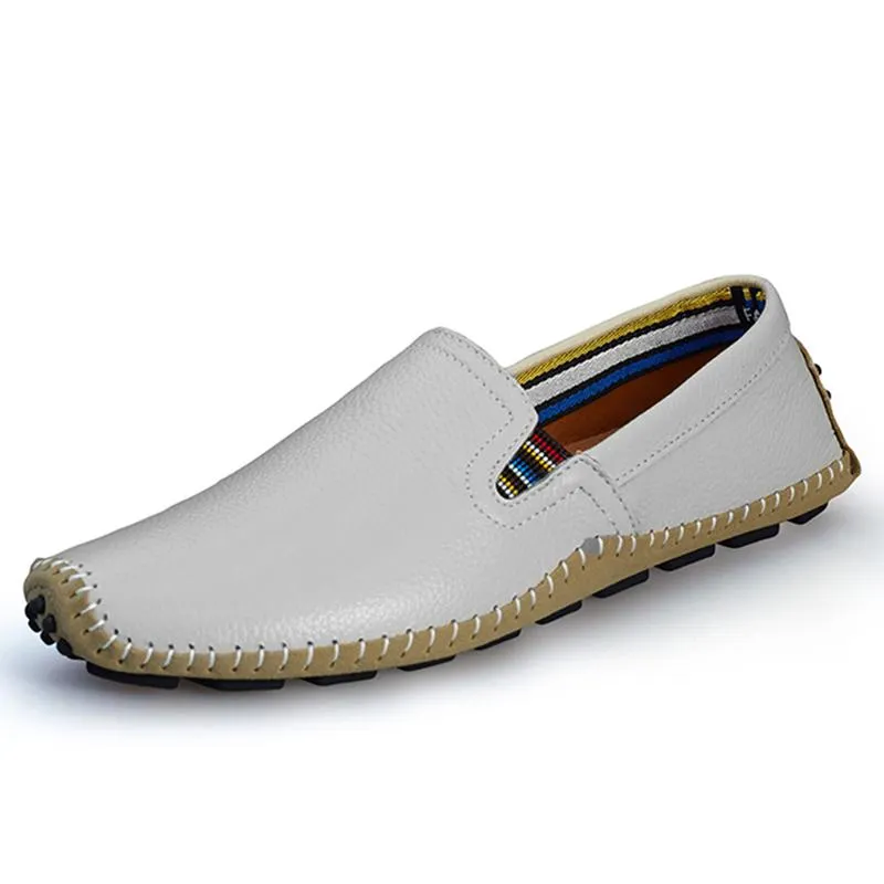 Mens Designer Shoes Real Leather Mens Brand Shoe Spring Summer Breath Leather Luxury Driving Shoes Slip On Casual Male Loafers