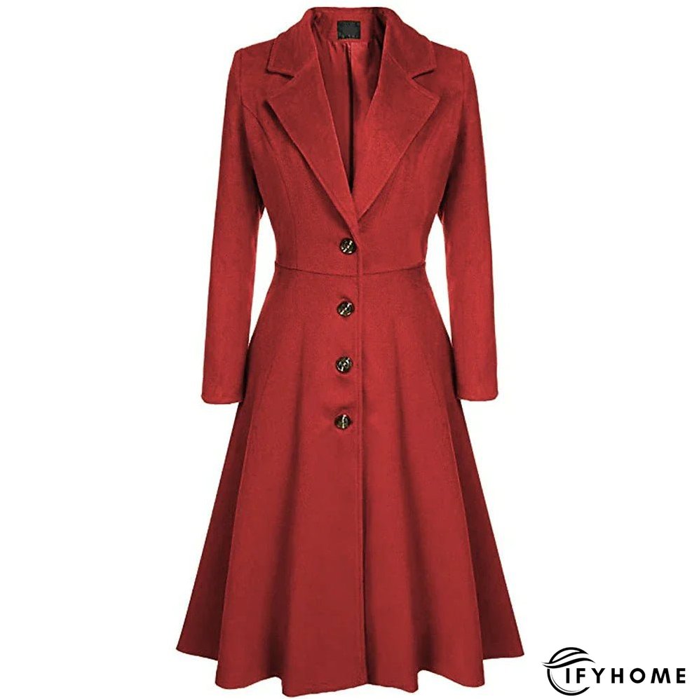 Women's Wool Blend Coat Winter Long Pea Coat Christmas Party Fall Lapel Overcoat Slim Fit Elegant & Luxurious Dress Jacket Long Sleeve Vintage Style White Black Purple Red | IFYHOME