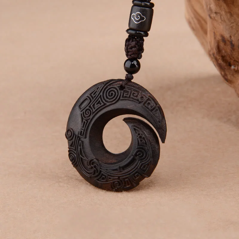 Small Leaf Red Sandalwood Ebony Wood Protection Necklace Pendant