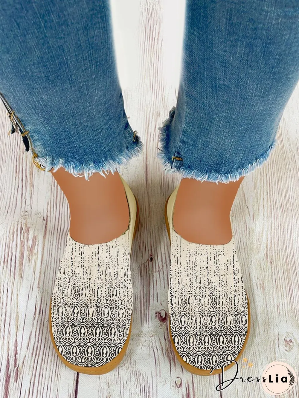 Ethnic Print Lightweight Soft Sole Breathable Flat Canvas Casual Shoes