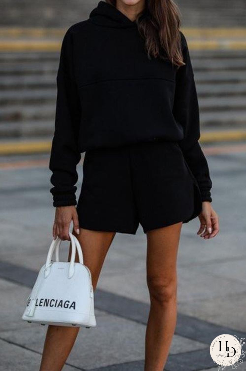 Elastic Waisted Hoodies and Shorts Tracksuit Sets