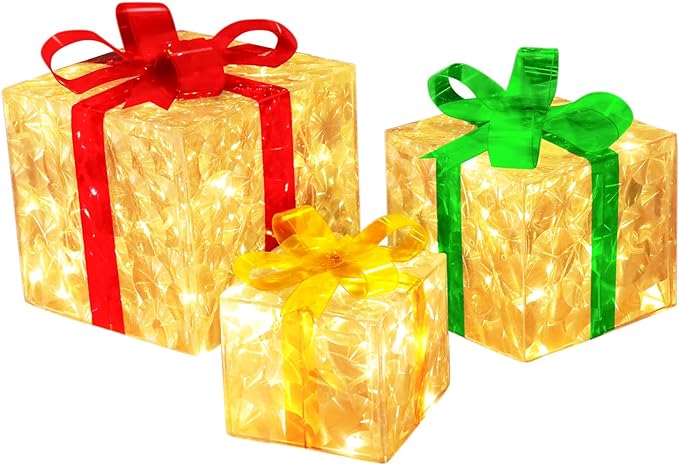 (🔥 🎁2023-Christmas Hot Sale🎁）Christmas 3-pack LED light-up gift box