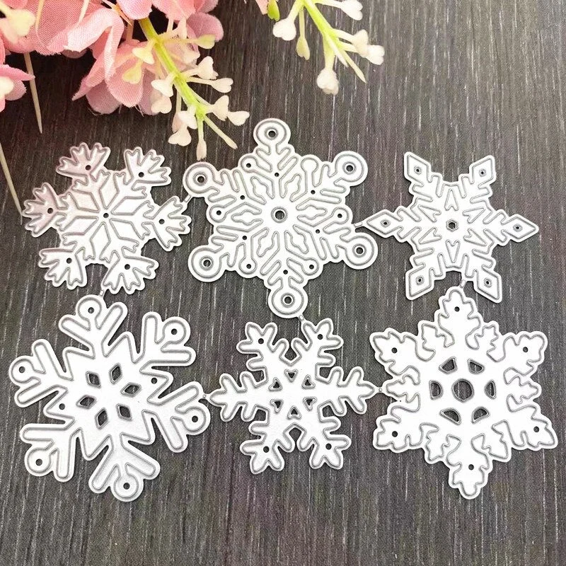 6Pcs/Set Christmas Snowflake Metal Cutting Dies Stencils DIY Scrapbook Craft Dies Scrapbooking Card Making Album Decoration