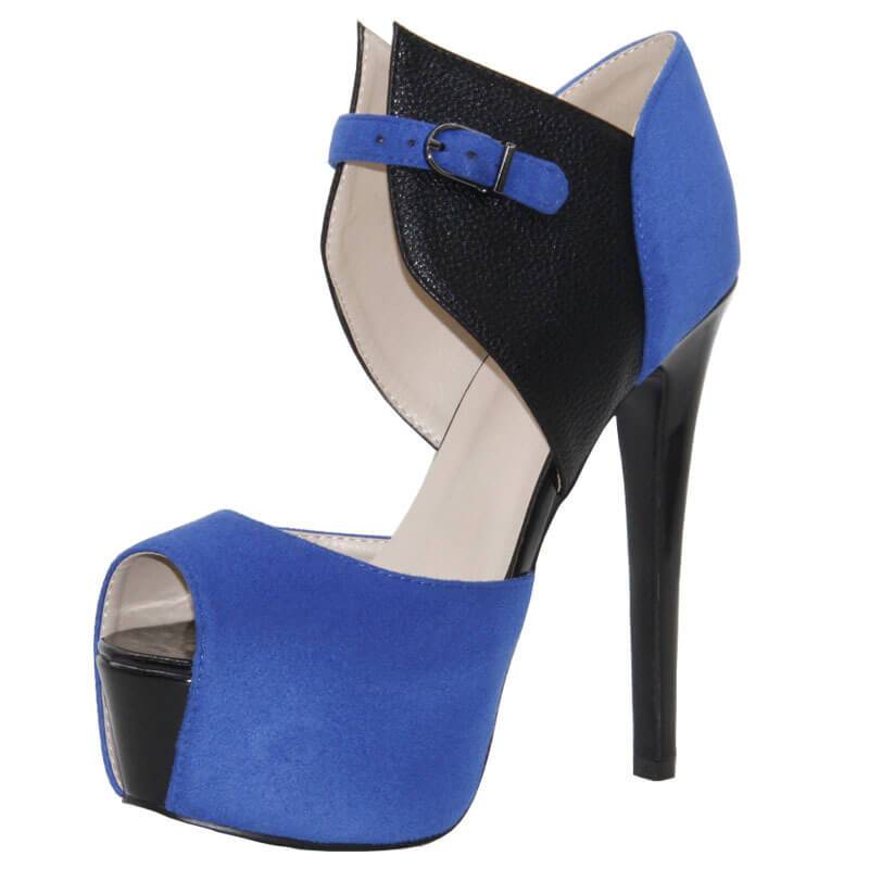 VCSHOES Blue Platform Gladiators Peep Toe Sandals