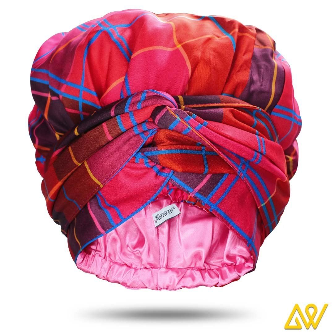 African Print Head Wrap With Satin-Lined(Buisson Ardent) -AW1991