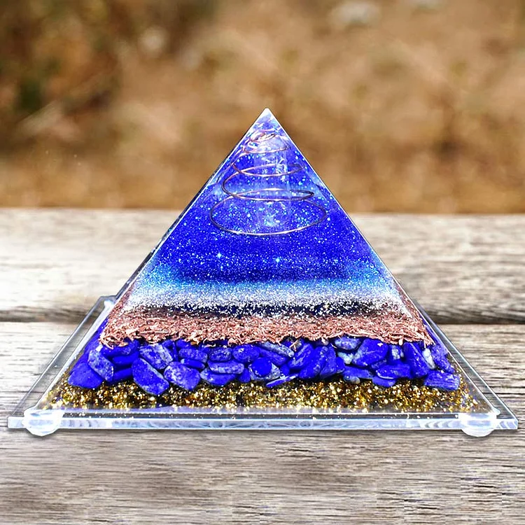 Aquamarine, Lapis Lazuli with Clear Quartz Orgone Pyramid