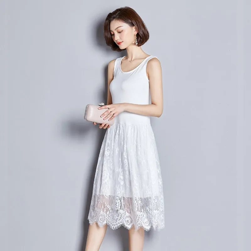 Women Summer Dress 2020 Round Neck Modal Plus Size Dresses Korean Fashion Pullover Tank Sleeveless Vintage Long Dress