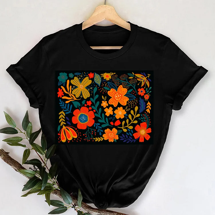 ANB - Colorful flowers T-shirt Tee -08387