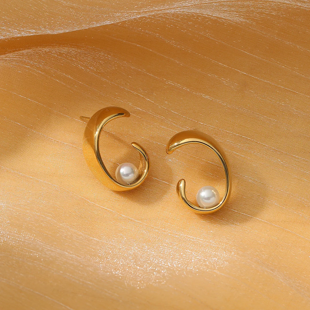 Crescent Pearl Earrings