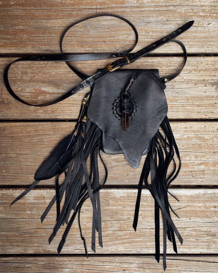 Black Magic Nomad Phone Pouch with Smoky Quartz