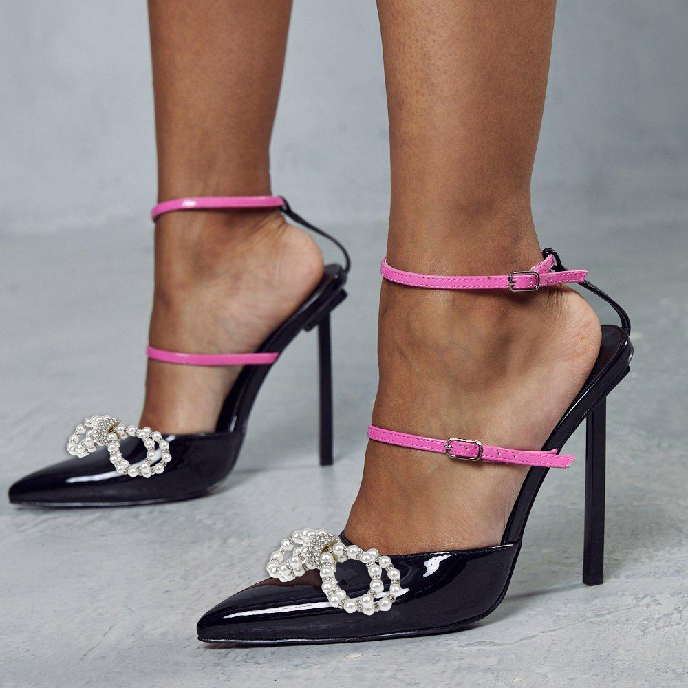 Black Patent Leather Closed Toe 4'' Stiletto Heel Pumps with Bow Nicepairs