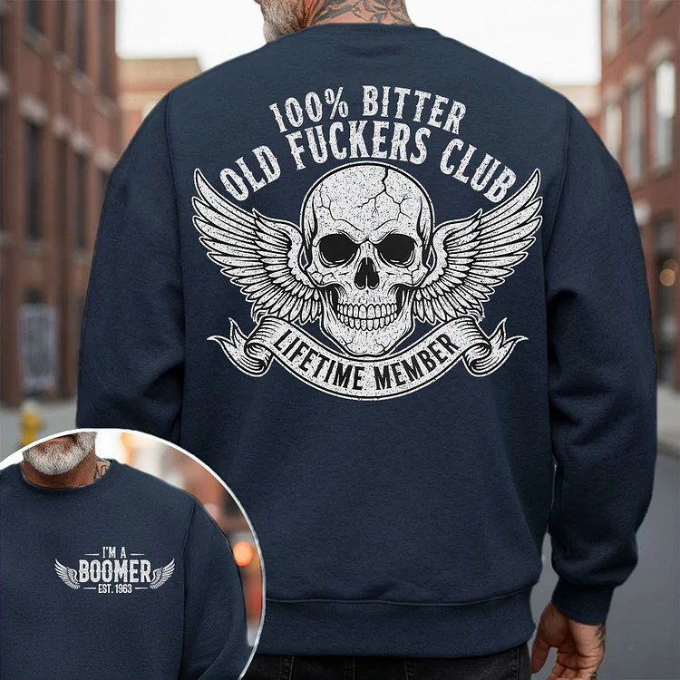 Old Fuckers Club Boomer Sweatshirt – Lifetime Member Skull Wings Edition Tee, Hoodie, Custom Year Of Birth Sweatshirt