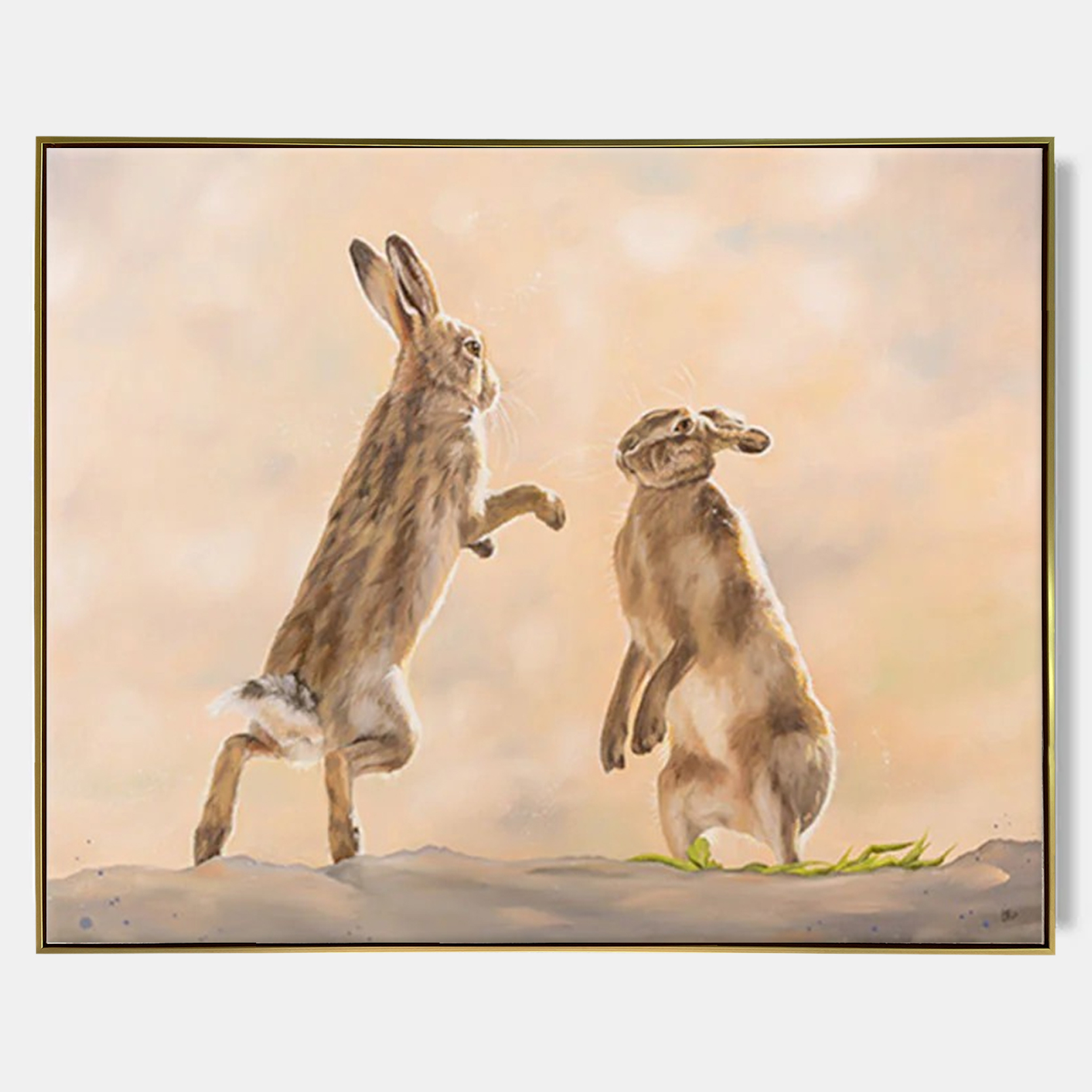 Arabelart AR1583 Whiskers at Dawn Boxing Hares Canvas Print